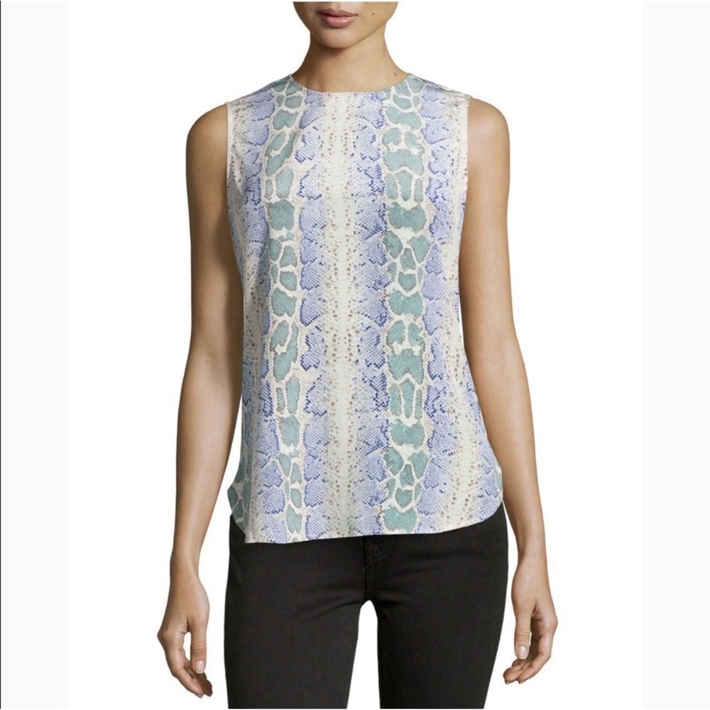 Equipment Femme Lyle Silk Tank XS Python Reptile Print Sleeveless Top Blouse